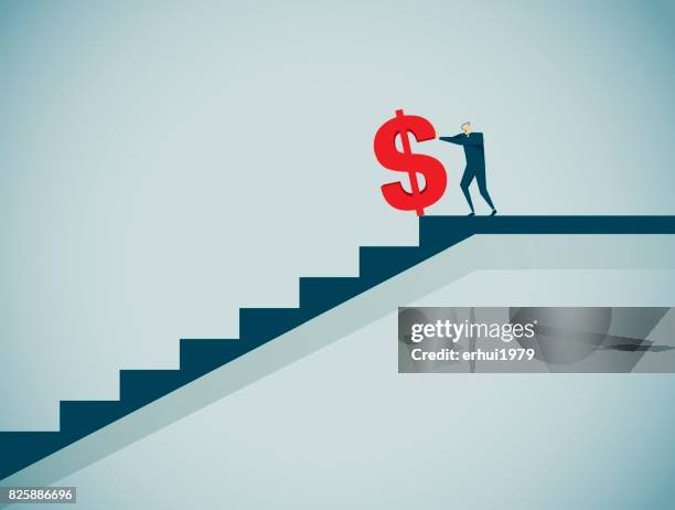 recession - man falling down stairs stock illustrations