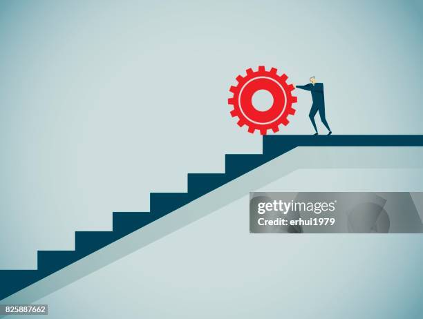 gear - falling down stairs stock illustrations