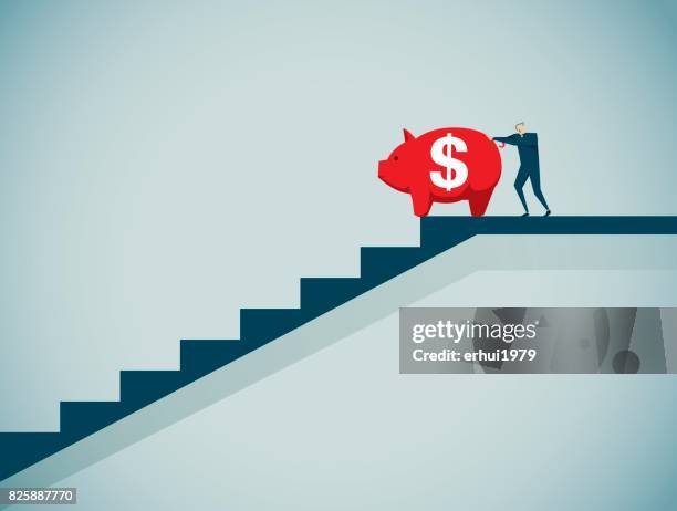 bankruptcy - man fallen up the stairs stock illustrations