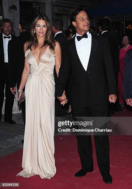 Elizabeth Hurley with her husband Arun Nayar attend the Valentino: The Last Emperor VIP Screening during the 65th Venice Film Festival held at the...