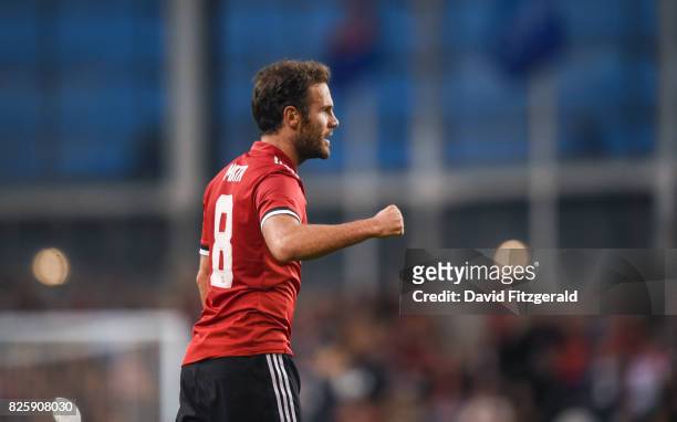Dublin , Ireland - 2 August 2017; Juan Mata of Manchester United celebrates after scoring his side's second goal during the International Champions...