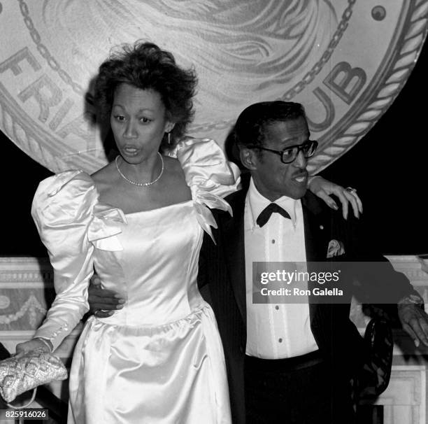 Sammy Davis Jr. And Altovise Davis attend New York Friar's Club Tribute Honoring Barbara Sinatra on May 14, 1988 at the Waldorf Hotel in New York...