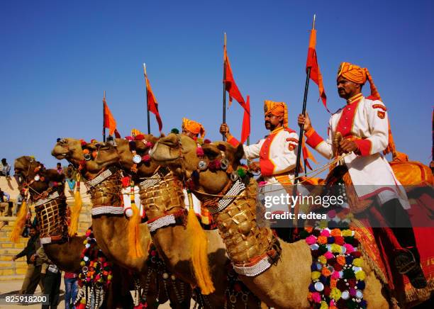 woestijn festival van jaisalmer - fortress festival 2017 stockfoto's en -beelden