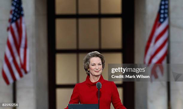 Susan Eisenhower, daughter of U.S. President Dwight D. Eisenhower, speaks on day four of the Democratic National Convention at Invesco Field at Mile...