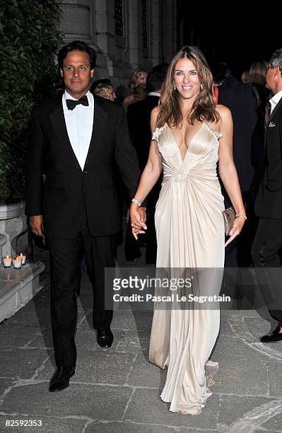 Arun Nayar and Elizabeth Hurley attend the party of the movie "Valentino: The Last Emperor" held at Guggenheim Museum during the 65th Venice Film...