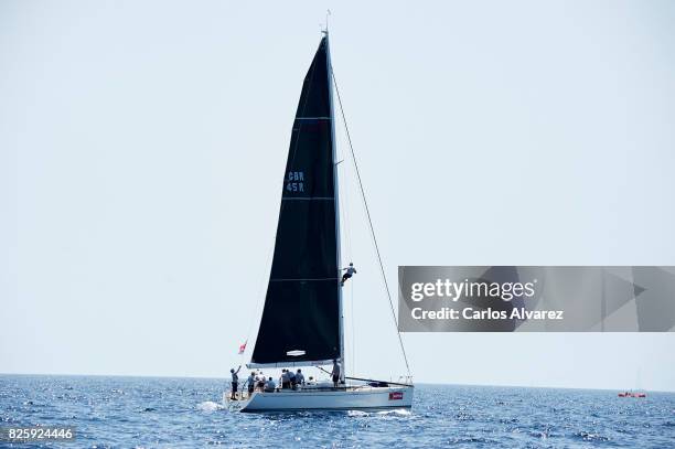 Sailing boat competes during a leg of the 36th Copa del Rey Mapfre Sailing Cup on on August 3, 2017 in Palma de Mallorca, Spain.