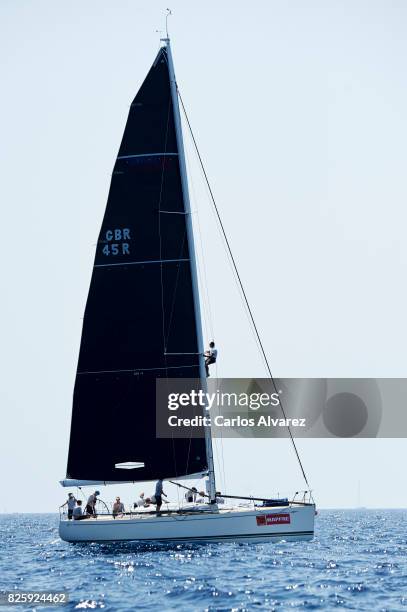 Sailing boat competes during a leg of the 36th Copa del Rey Mapfre Sailing Cup on on August 3, 2017 in Palma de Mallorca, Spain.