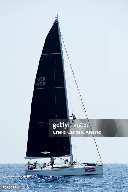 Sailing boat competes during a leg of the 36th Copa del Rey Mapfre Sailing Cup on on August 3, 2017 in Palma de Mallorca, Spain.