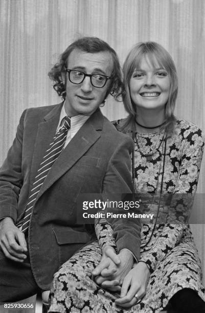 American filmmaker and actor Woody Allen with actress, Diane Keaton, his girlfriend at the time, at the Hilton Hotel, London, 18th October 1970.