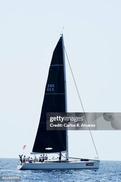 Sailing boat competes during a leg of the 36th Copa del Rey Mapfre Sailing Cup on on August 3, 2017 in Palma de Mallorca, Spain.