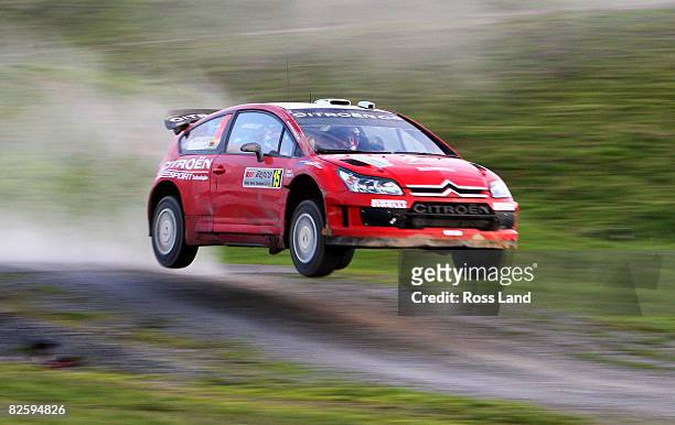 Conrad Rautenbach of Zimbabwe and co-driver David Senior of Great Britain in action in their Citroen C4 during Special Stage-3 Pirongia West held at...
