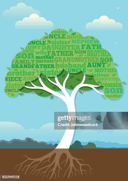 stockillustraties, clipart, cartoons en iconen met chunky stamboom illustratie - familie met meerdere generaties