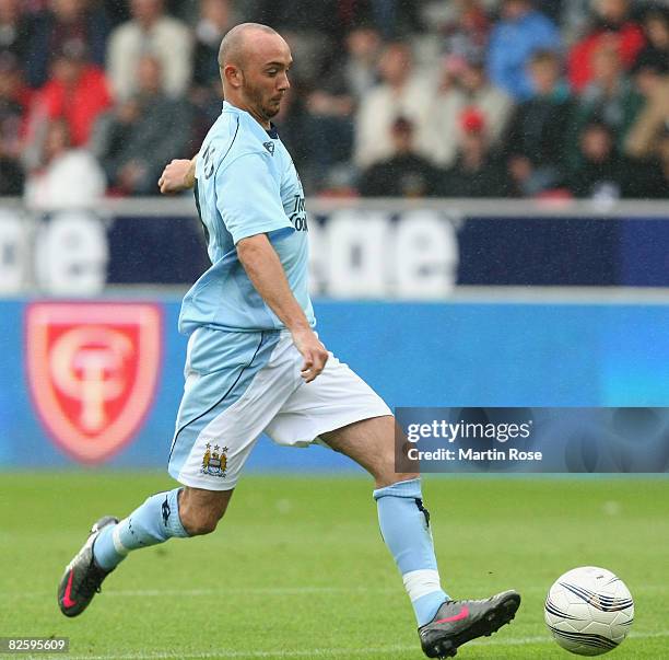 Stephen Ireland of Manchester City in action during the UEFA Cup 2nd qualifying round second leg match between Midtjylland and Manchester City at the...