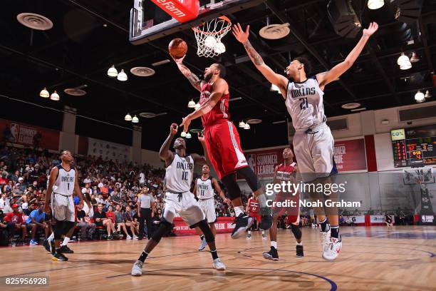 Hammons of the Miami Heat drives to the basket during the 2017 Las Vegas Summer League game against the Dallas Mavericks on July 11, 2017 at the Cox...