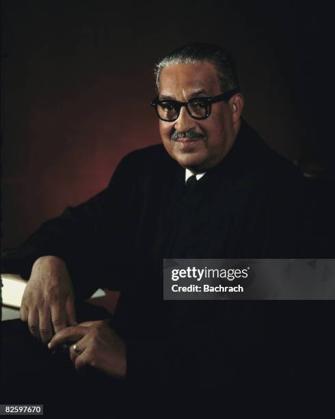 Portrait of American jurist Associate Justice of the United States Supreme Court Thurgood Marshall , Washington DC, 1967.