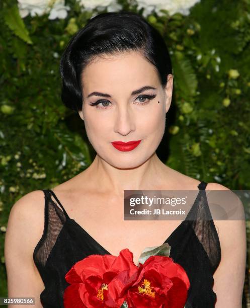 Dita Von Teese attends the Maison St-Germain LA Debut hosted by Lily Kwong on August 02, 2017 in Los Angeles, California.