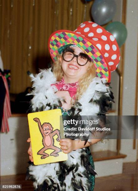 Portrait of Tiffany Trump, in a costume, as she laughs during her fifth birthday party at the Mar-a-Lago estate, Palm Beach, Florida, October 13,...