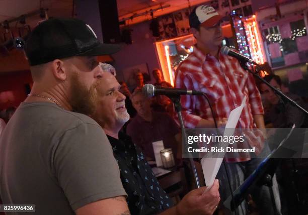 Singer/Songwriters Jesse Keith Whitley, Marty Morgan and Corey Farlow perform during "An Intimate Night With The Morgans" Lorrie Morgan, Marty Morgan...