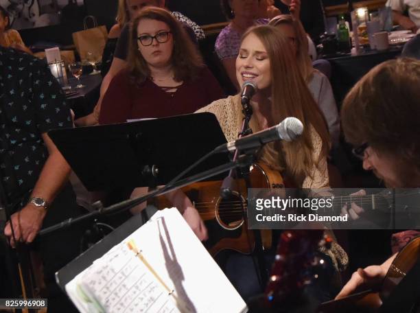 Singer/Songwriter Alyssa Trahan performs during "An Intimate Night With The Morgans" Lorrie Morgan, Marty Morgan And Guests at Bluebird Cafe on...
