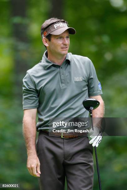 Mark Wilson watches his shot from the during the first round of the Deutsche Bank Championship at the TPC Boston on August 29, 2008 in Norton,...