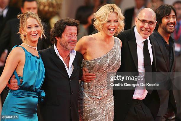 Actress Jennifer Lawrence,Actor Joaquim de Almeida, Actress Charlize Theron, Director Guillermo Arriaga and Actors Jose Maria Yazpik attends the 'The...