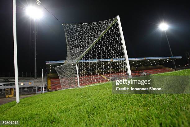 Goalposts are seen after the Third liga match between Bayern Muenchen II and Carl Zeiss Jena at the Gruenwalder Stadion on August 29, 2008 in Munich,...