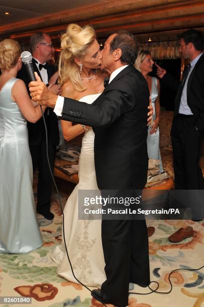 Anna Anka and Paul Anka kiss during their wedding on the yacht M.Y Siran on July 26, 2008 in Porto Cervo, Sardinia, Italy.