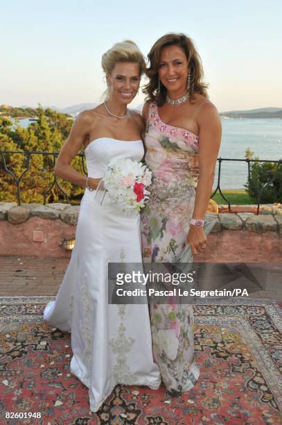 Anna Anka and Tamara Manoukian pose during the wedding at the Hotel Cala di Volpe Bay on July 26, 2008 in Porto Cervo, Sardinia, Italy.