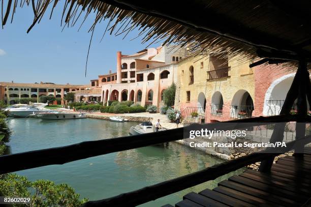 General view of the Hotel Cala di Volpe, where the wedding of Singer Paul Anka and Anna Anka is celebrated at Cala di Volpe Bay on July 26, 2008 in...