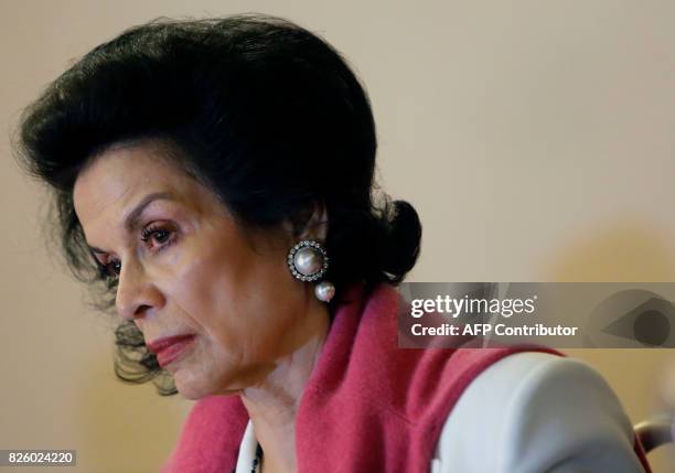 Nicaraguan former actress, human rights advocate and president of the Foundation which bears her name, Bianca Jagger delivers a press conference...