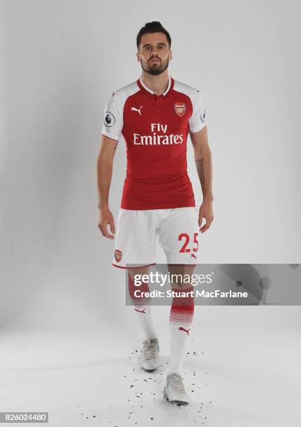 Carl Jenkinson of Arsenal poses in a first team photocall at Emirates Stadium on August 3, 2017 in London, England.