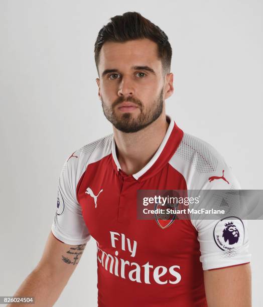 Carl Jenkinson of Arsenal poses in a first team photocall at Emirates Stadium on August 3, 2017 in London, England.
