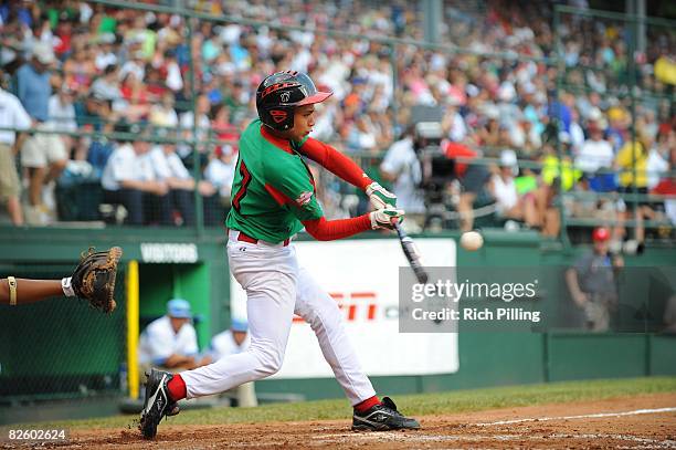 Emmanuel Rodriguez of the Matamoros Little League team during the World Series Championship game against the Waipio Little League team at Lamade...