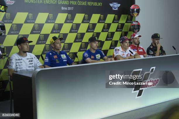 Karel Abraham of Czech Rep. And Pull&Bear Aspar Team, Valentino Rossi of Italy and Movistar Yamaha MotoGP, Maverick Vinales of Spain and Movistar...