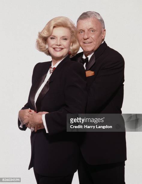Barbara and Frank Sinatra pose for a portrait in 19990 in Los Angeles, California.