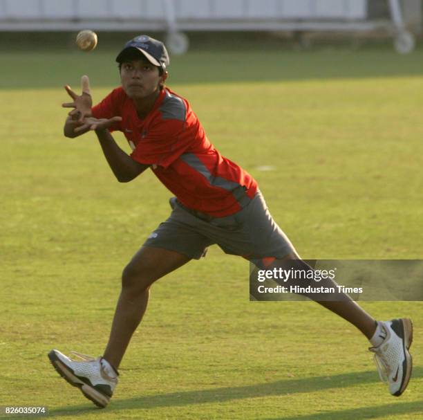 Cricket - Indian Women Cricket Team - Poonam Raut, Mumbai girl who is newly selected in India Women cricket team, practices with the team during the...