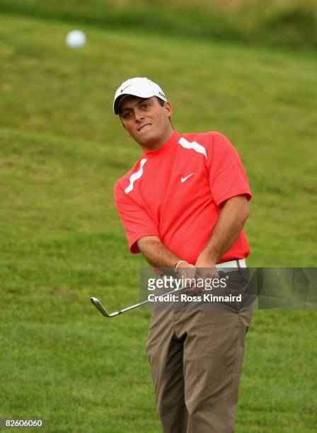Francesco Molinari of Italy on the par five 2nd hole during the third round of The Johnnie Walker Championship at Gleneagles on August 30, 2008 at...
