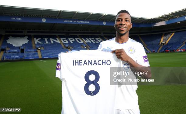 August 03: Leicester City announce the signing of Kelechi Iheanacho at King Power Stadium on August 3rd, 2017 in Leicester, United Kingdom.