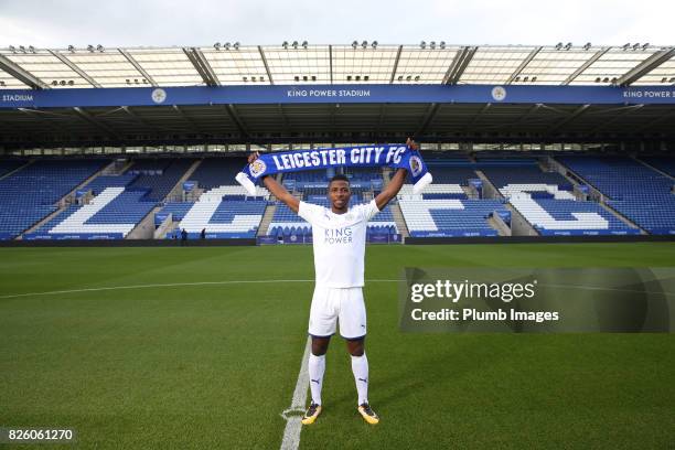 August 03: Leicester City announce the signing of Kelechi Iheanacho at King Power Stadium on August 3rd, 2017 in Leicester, United Kingdom.