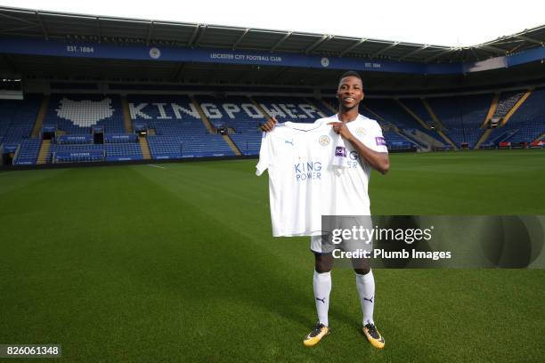 August 03: Leicester City announce the signing of Kelechi Iheanacho at King Power Stadium on August 3rd, 2017 in Leicester, United Kingdom.