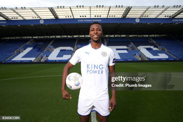 August 03: Leicester City announce the signing of Kelechi Iheanacho at King Power Stadium on August 3rd, 2017 in Leicester, United Kingdom.