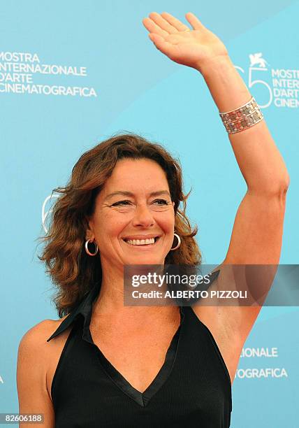 Italy's actress Monica Guerritore poses during the photocall of the movie "Un Giorno Perfetto" directed by Turkey's Ferzan Ozpetek during the 65th...