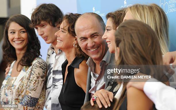 Turkey's director Ferzan Ozpetek poses with Italy's actors Nicole Grimaudo, Federico Costantini, Monica Guerritore, Amanda Sandrelli, Isabella...