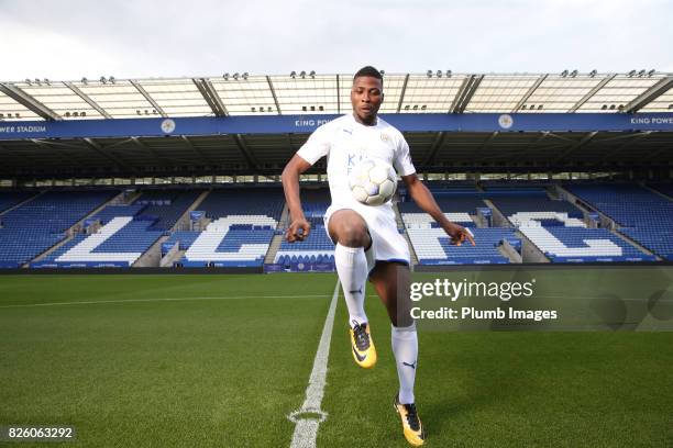 August 03: Leicester City announce the signing of Kelechi Iheanacho at King Power Stadium on August 3rd 2017 in Leicester, United Kingdom.