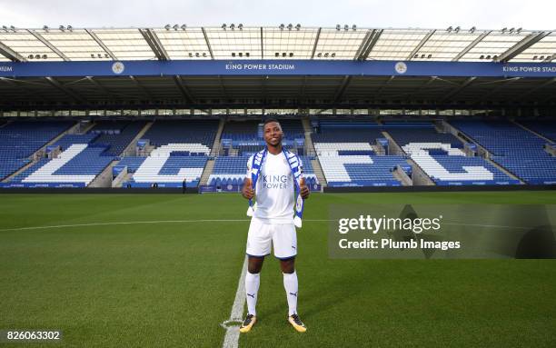 August 03: Leicester City announce the signing of Kelechi Iheanacho at King Power Stadium on August 3rd, 2017 in Leicester, United Kingdom.