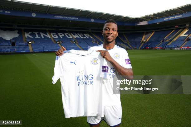 August 03: Leicester City announce the signing of Kelechi Iheanacho at King Power Stadium on August 3rd, 2017 in Leicester, United Kingdom.