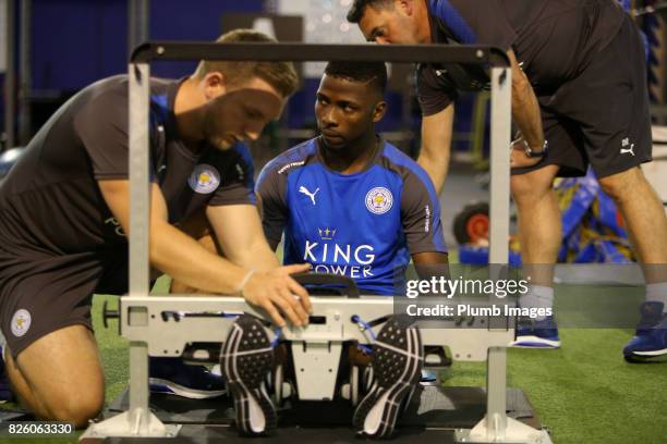 August 03: Kelechi Iheanacho during his medical at King Power Stadium on August 3rd, 2017 in Leicester, United Kingdom.