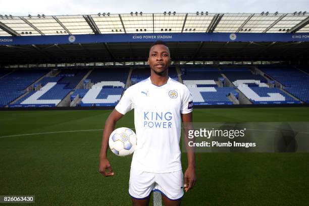 August 03: Leicester City announce the signing of Kelechi Iheanacho at King Power Stadium on August 3rd, 2017 in Leicester, United Kingdom.