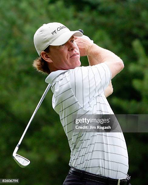 Briny Baird watches his shot during the second round of the Deutsche Bank Championship at the TPC Boston on August 30, 2008 in Norton, Massachusetts.