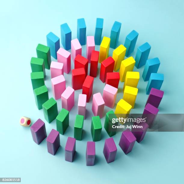colorful wooden blocks arranged in a spiral